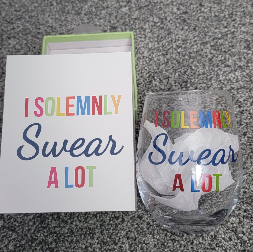 NWT! Oversized Wine Glass - Solemnly Swear